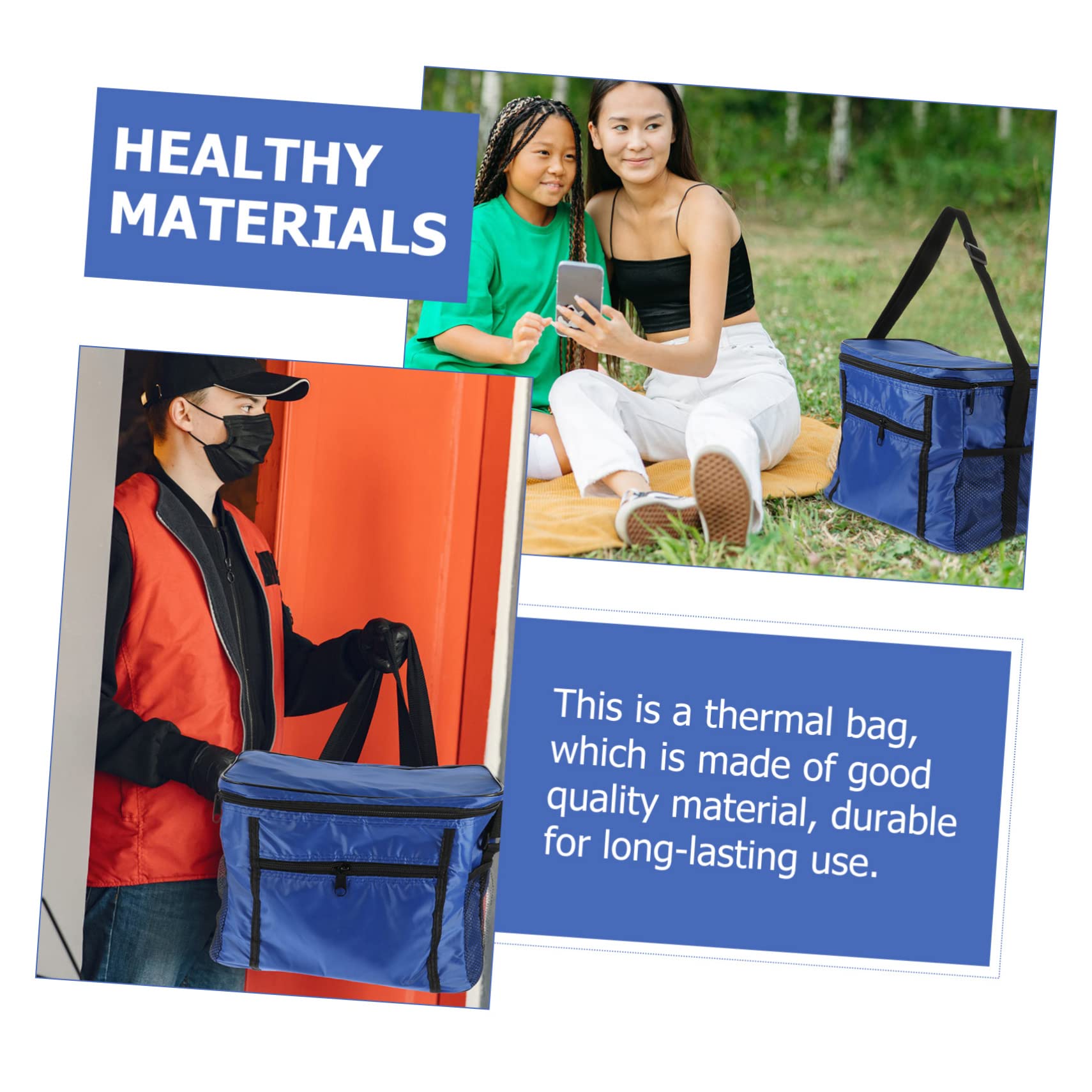 Healifty Bolsa de Almuerzo de Tela Oxford Azul, Aislante para Alimentos | Mantiene Frío y Frescura, Uso en Clases y Picnic, Formato Portátil para Comida