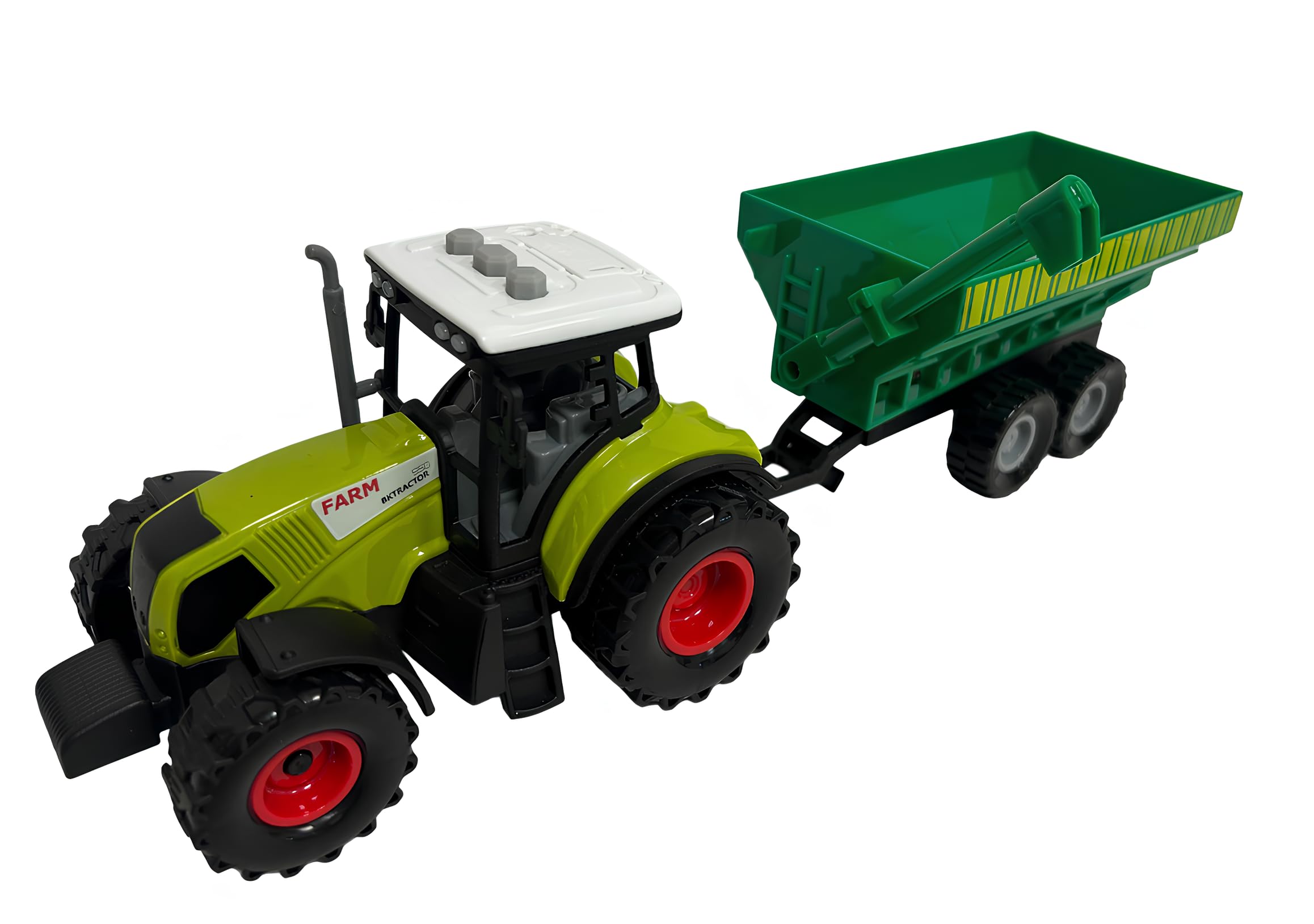 Trattore Giocattolo con Luci e Suoni Trattore con Rimorchio a Frizione Luminoso con Suoni Reali Trattori Fattoria con Luci Led Mezzi Agricoli Fattoria Trattore con Carro