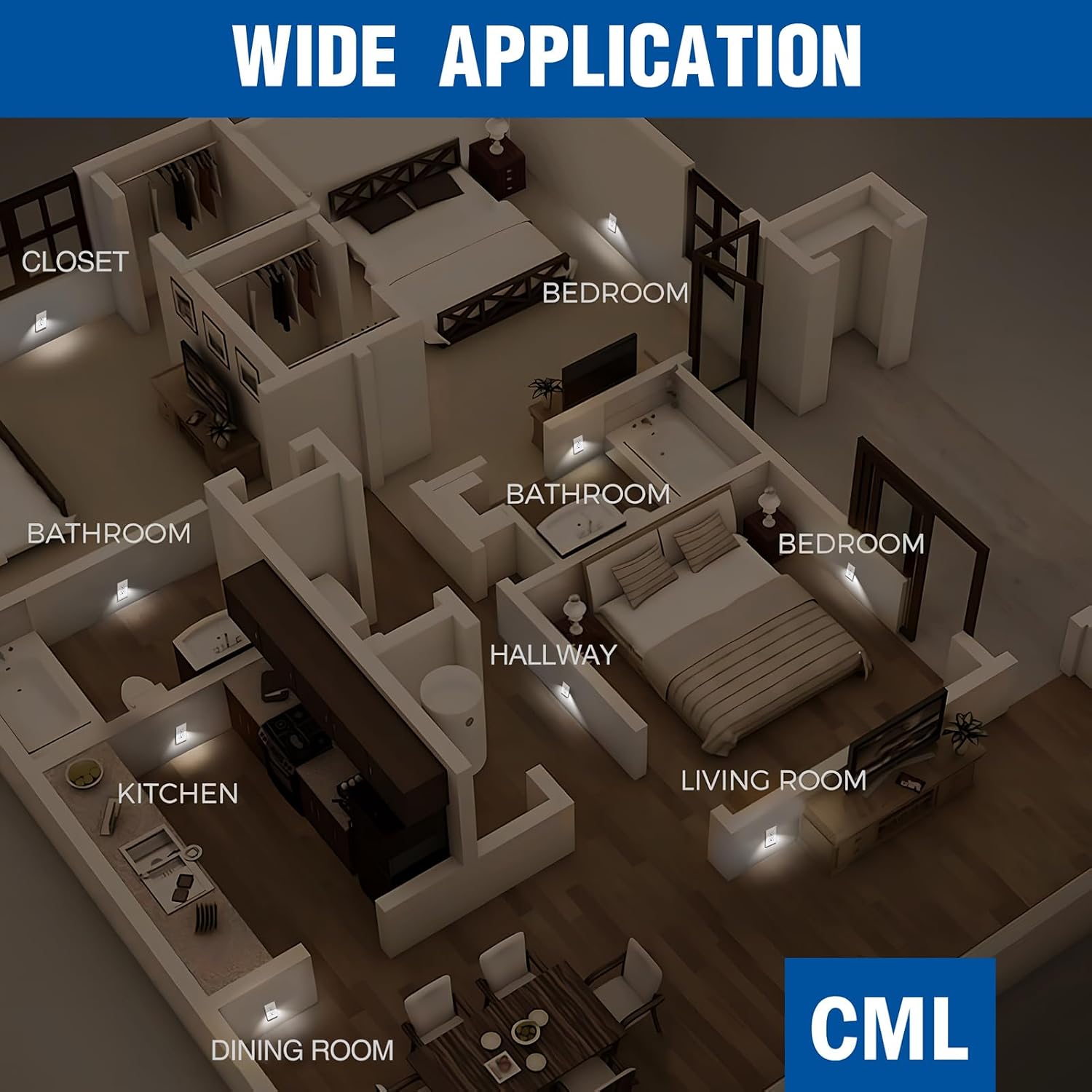 CML Outlet with LED Night Light, 20 Pack Electrical Wall Outlets with Dusk to Dawn On/Off Sensor, Tamper-Resistant, 20A 125V, Screwless Wall Plate Included, ETL Listed, White
