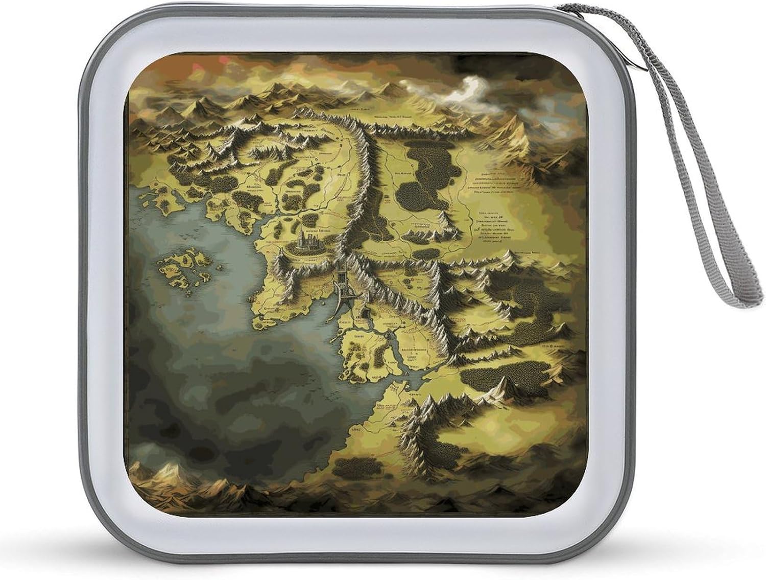 Middle Earth Map DVD Case, 40 Capacity CD Case Holder with Zippers, Portable CD Holder Hard Plastic Disc Cases Personalized DVD Wallet Organizer for Car Home Travel