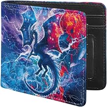 HUIACONG Men Dragon Wallet for Father Starry Billfold,Flame Wallets for Gentlemen Lightning Cion Purse with Card Pocket for Outdoor