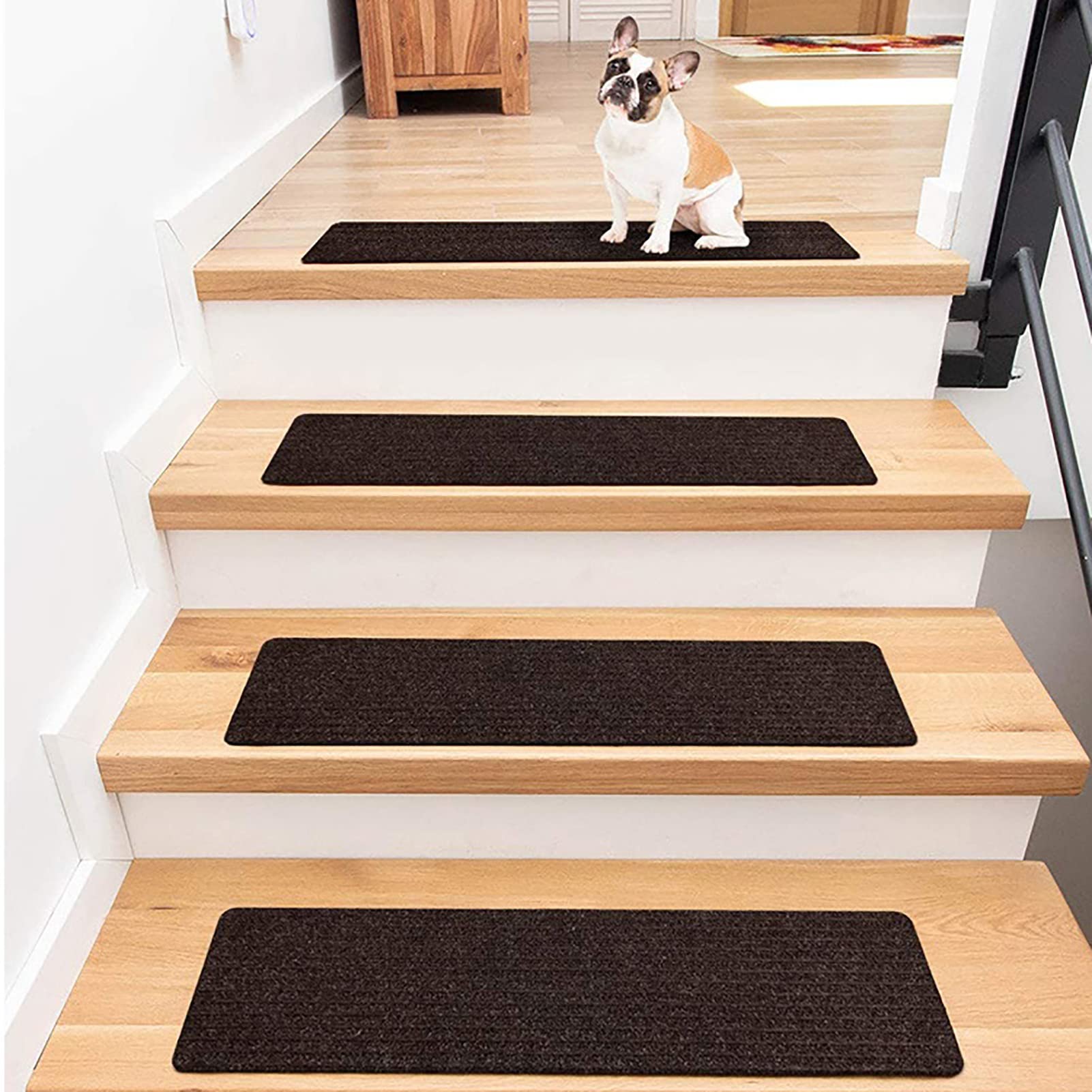 Générique Tapis Escalier Moquette Lot de 15 Marches d'escalier Auto-adhésif Marchettes d'escalier Antidérapantes pour Marches en Bois