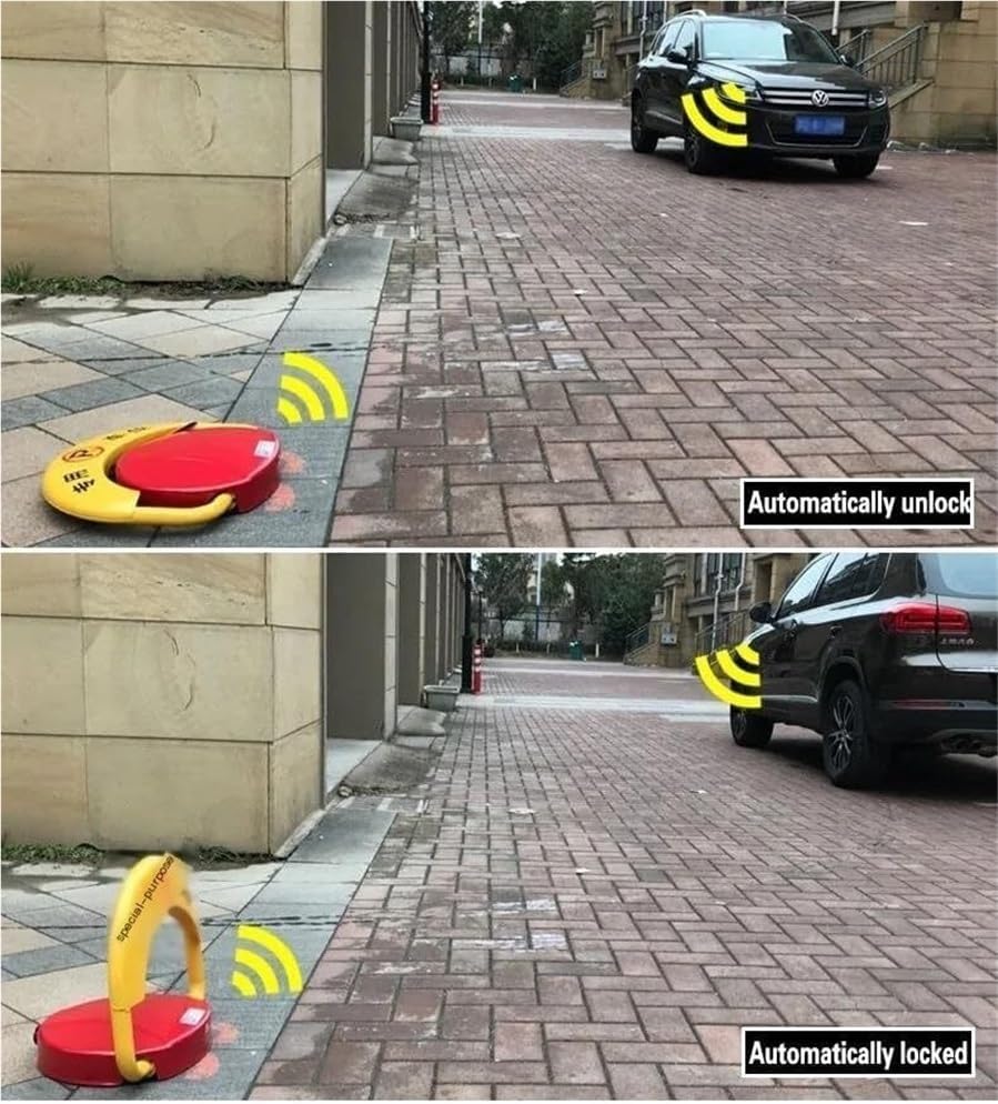 Post Parking Barrier Lock, Barrier Chain Automatic Parking Barrier Lock 2 Remote Controls