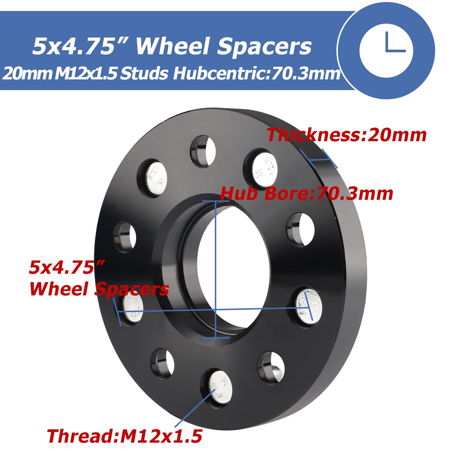 Wheel Spacers 20mm 2-Pack 20mm Hubcentric Wheel Spacers - 5x4.75 Wheel Spacers 20mm 2-Pack 20mm Hubcentric Wheel Spacers - 5x4.75