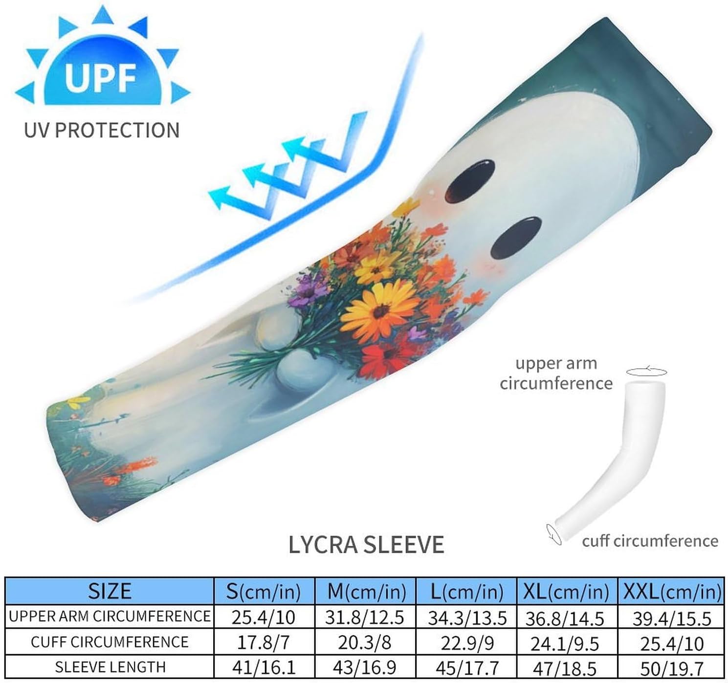 Ghost Flowers Arm Sleeves Sun Protection Sleeves Sports Cooling Arm Compression Sleeve for Men Women