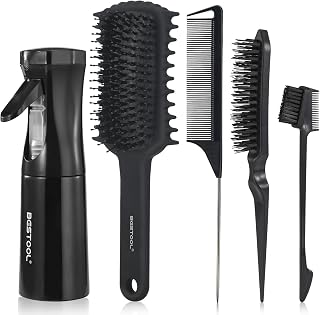 BESTOOL Hair Brush with 200 ml Hairspray Bottle, Curling Brush for Men and Women for Detangling Curly Hair, 3-Piece Set for Slick Back & Edge Brush, Perfect for Styling, Grooming & Detangling