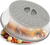 Vista 7 de Cubierta antisalpicaduras para microondas para alimentos, protector transparente contra salpicaduras de microondas, tapa de cocina con mango, sin