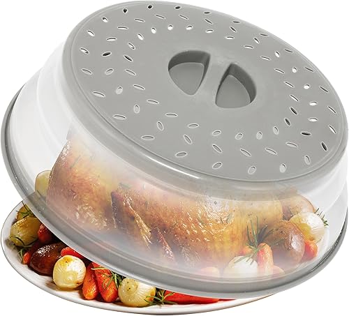 Cubierta plegable de alimentos para microondas de 8.3 pulgadas, protector de salpicaduras, tapa de microondas ventilada para alimentos, TPR sin BPA,