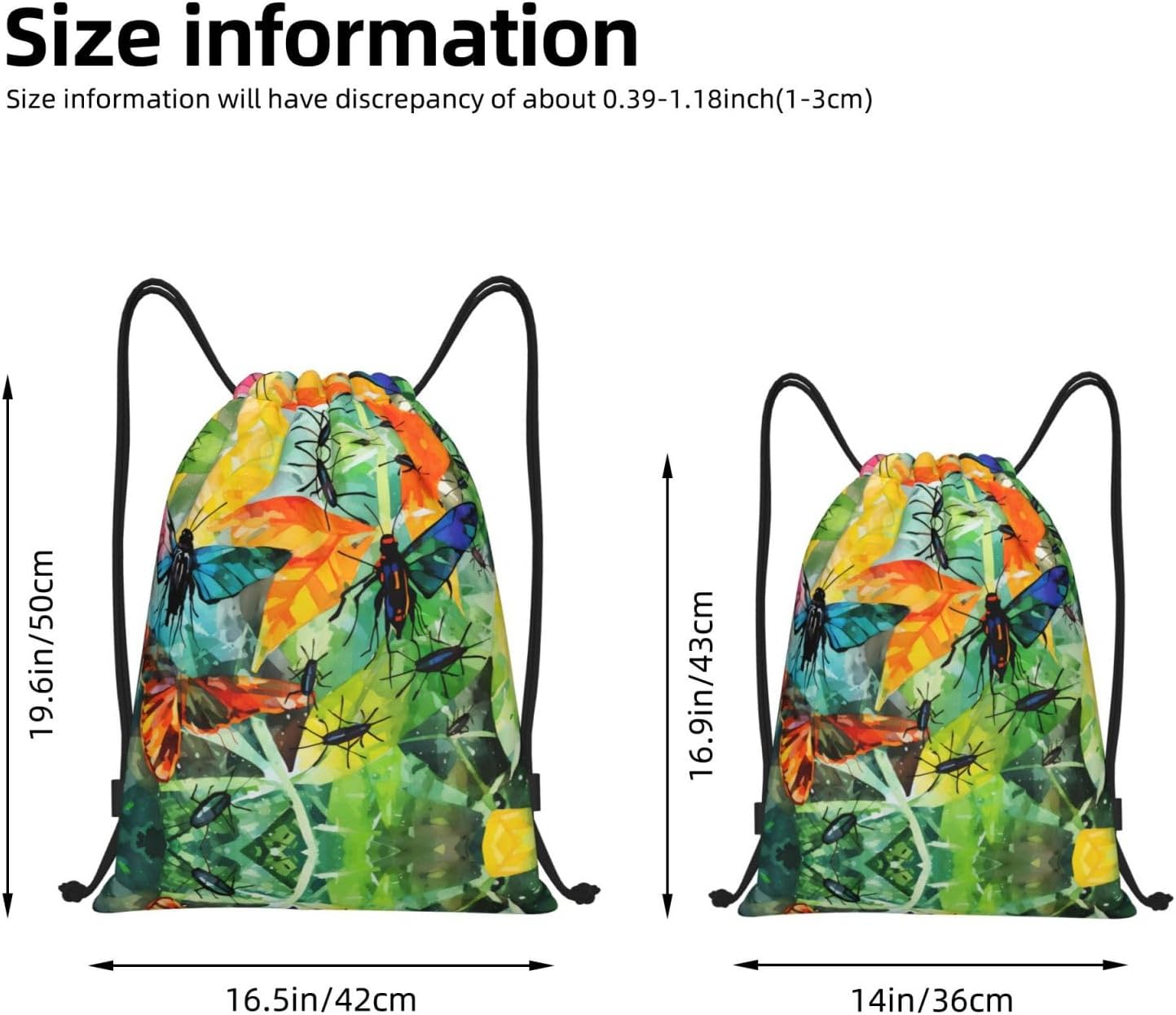 Insects of all kinds Foldable drawstring backpack, lightweight storage bag - large-capacity fitness travel bag image 3