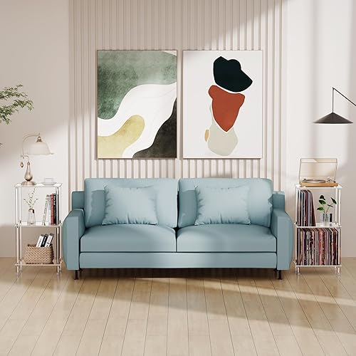 Miniatura 2 de Bkemiy Juego de 2 soportes acrílicos para tocadiscos, mesa giratoria transparente de 3 niveles con almacenamiento de discos de vinilo, 15.75