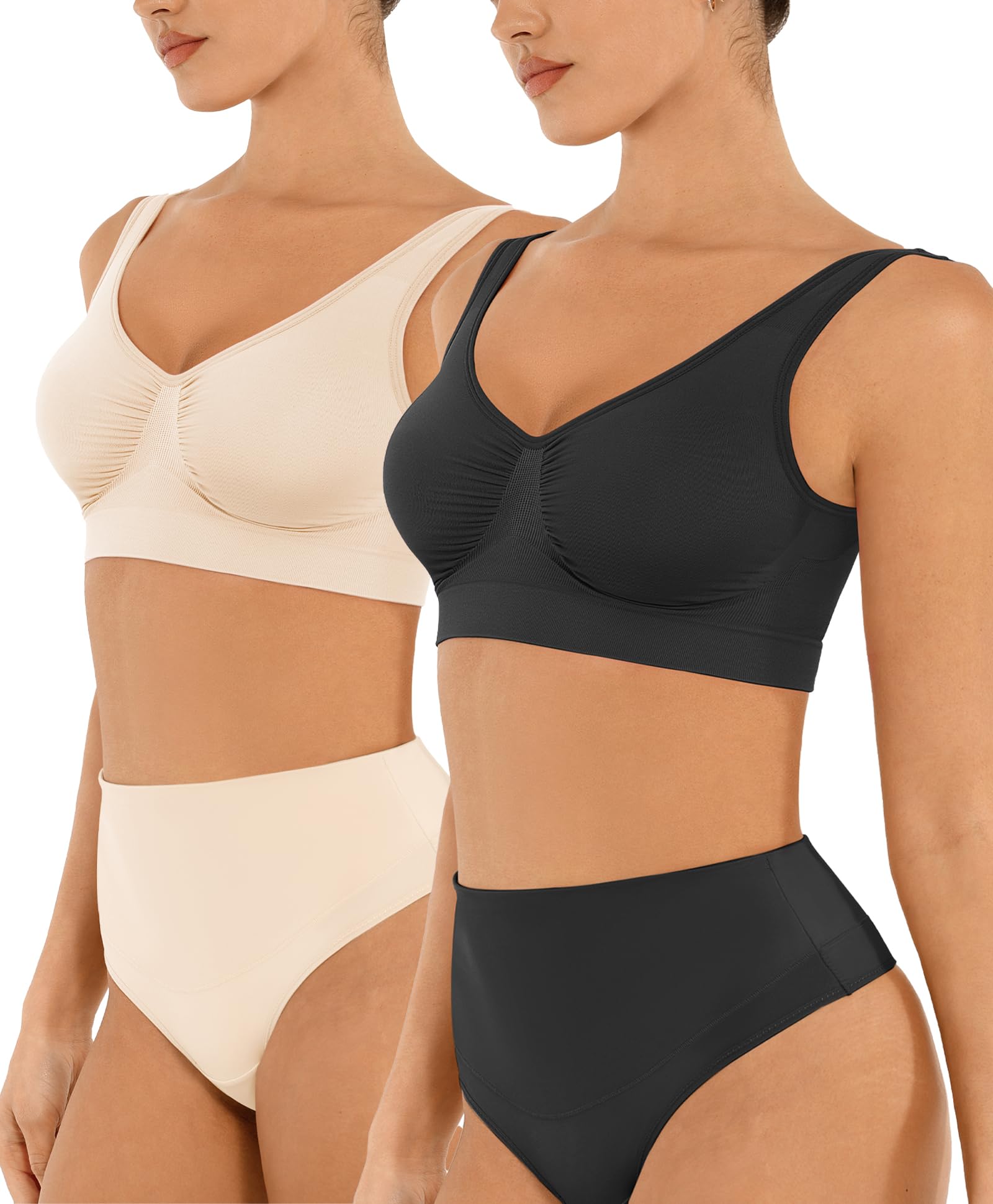 FeelinGirl Seamless Everyday Bras for Women No Underwire with Wide Straps | Full Coverage, Comfy Sleep Bra, Smooth, Wide Back Bralettes, Wireless, Buttery Soft Tshirt Bra, Unlined, No Show