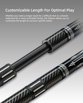 KONLLEN Pool Cue Extension with 3 Bumpers Carbon Fiber Billiards Cue Extension Billiard Accessories for Pool Sticks