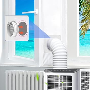 400CM 157" Portable AC Window Seal Kit with Universal Coupler Fit for 5.1"/5.9" Exhaust Hose, Casement Window Seal Kit for Mobile Air Conditioner, Full Sealing Waterproof AC Window Vent Seal Kit