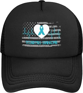 Adjustable Heartbeat Tourettes Syndrome Awareness Hat Classic Mesh Baseball Cap for Men and Women Black