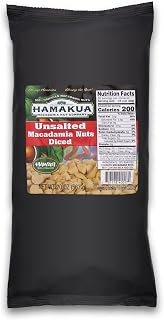 Hamakua Macadamia Nuts - Bulk Macadamias - Hawaiian Grown Dry Roasted Diced Macadamias - Natural Eco-Friendly Macadamia Nuts - Unsalted Macadamia Nuts - 20oz
