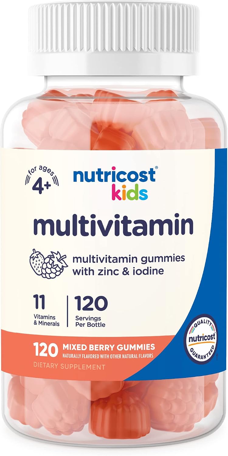 Nutricost Kids Multivitamin Gummies 120 Servings (Mixed Berry Flavored Gummies) - Gluten Free, Non-GMO, and Vegetarian Friendly