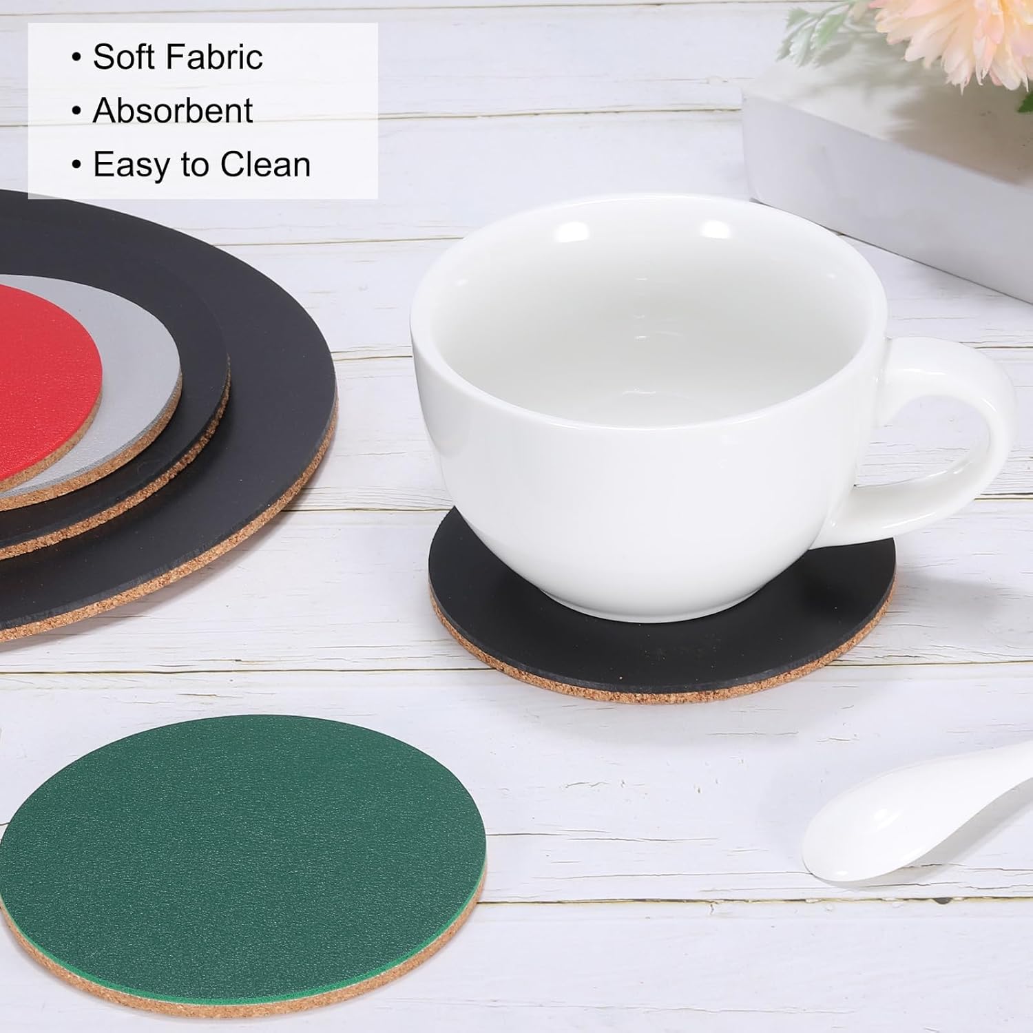 uxcell 3Pcs Cork Plant Coasters 11.8 x 11.8 x 0.2 Plant Mats Cork Coasters for Plants, Plant Coasters for House Indoors, Pot Mats for DIY Craft Project (Round, Black)