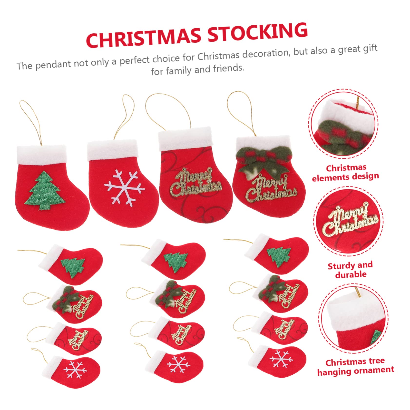 Cabilock 4 Sätze Weihnachtsstrumpf Ornamente Baumdekoration Mini Weihnachtsstrumpf Weihnachtsstrümpfe Fee Hortensienlichter Weihnachtsstrümpfe Weihnachtsspielzeug 16 Stück * 4