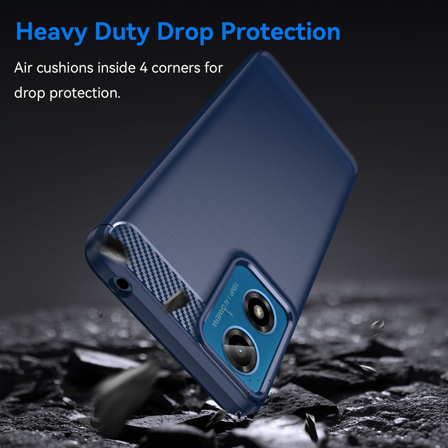 HuiYouMY 2-in-1 Case Compatible with Motorola Moto E14 Cover with 1 Pack Tempered Glass Screen Protector for Motorola Moto E14 - Image 3