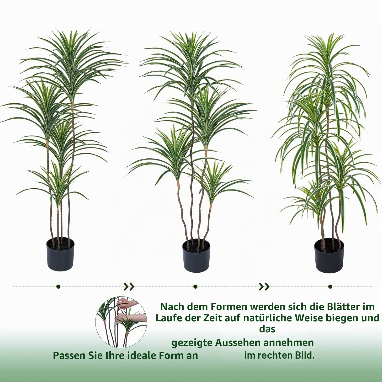 YEPDIN Künstliche Dracaena-Pflanzen für den Innenbereich, 120 cm hohe künstliche tropische Bodenpflanzen für den Innenbereich hoher künstlicher Topf künstliche Bäume für die Dekoration von Home-Office