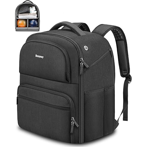 Bosynoy 2 Ball Bowling Backpack, Extra Large Bowling Ball Bag Totes with Protective Foam Padded, Accessory Pouch & Shoe Compartment Fits Up to Mens Size 16, Black