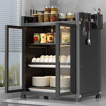 Dish racks with cabinet doors, dish drying cabinet for kitchen counter, drying rack with drip tray for dishes, Kitchen storage drainers rack, Used for placing washed dishes.