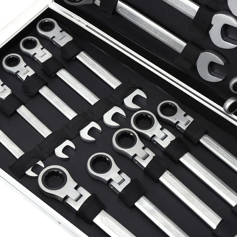 Zestaw kluczy z grzechotką, klucze płaskie, grzechotkowe, grzechotkowe, klucze z grzechotką, klucze oczkowe, oczkowe, 6-32 mm, 22-częściowy