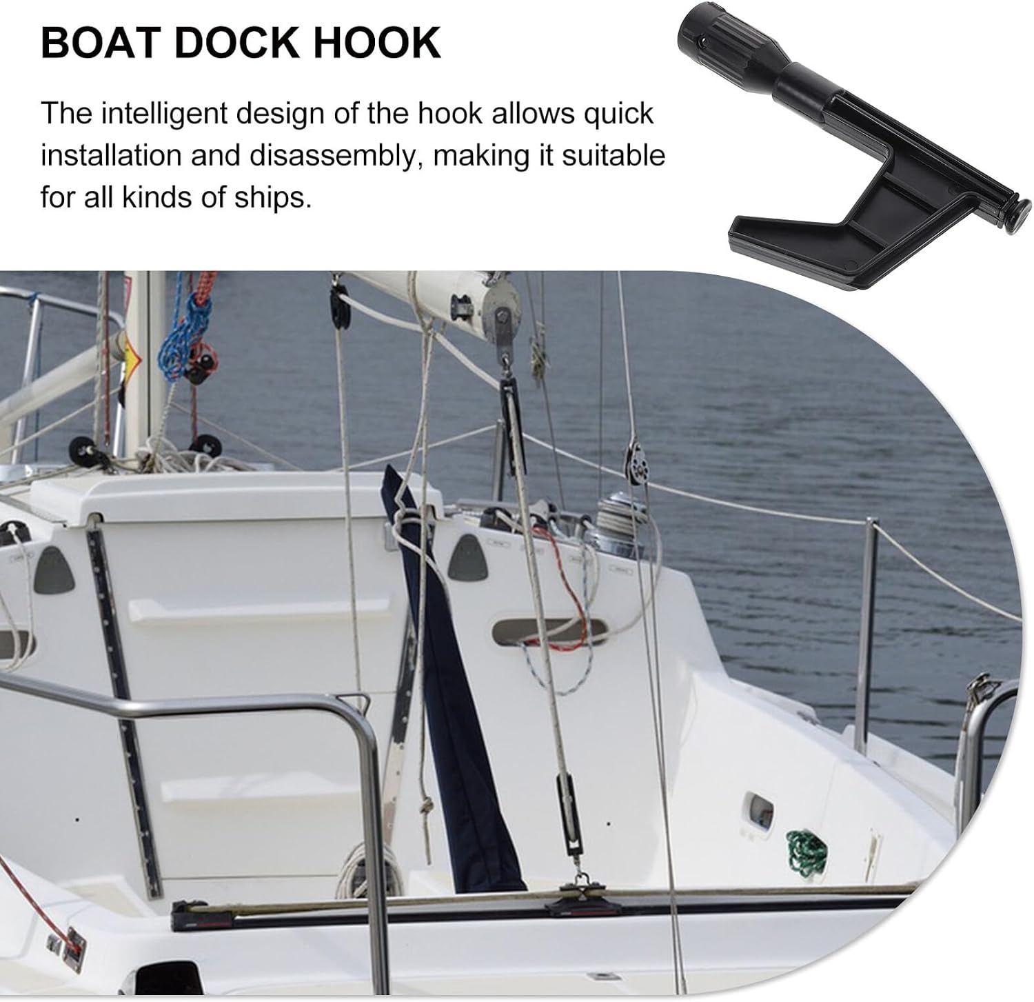 Boat Dock Hook Nylon Floating Hook Replacement Attachment Black Marine Boating Accessories for Kayaks and Yachts