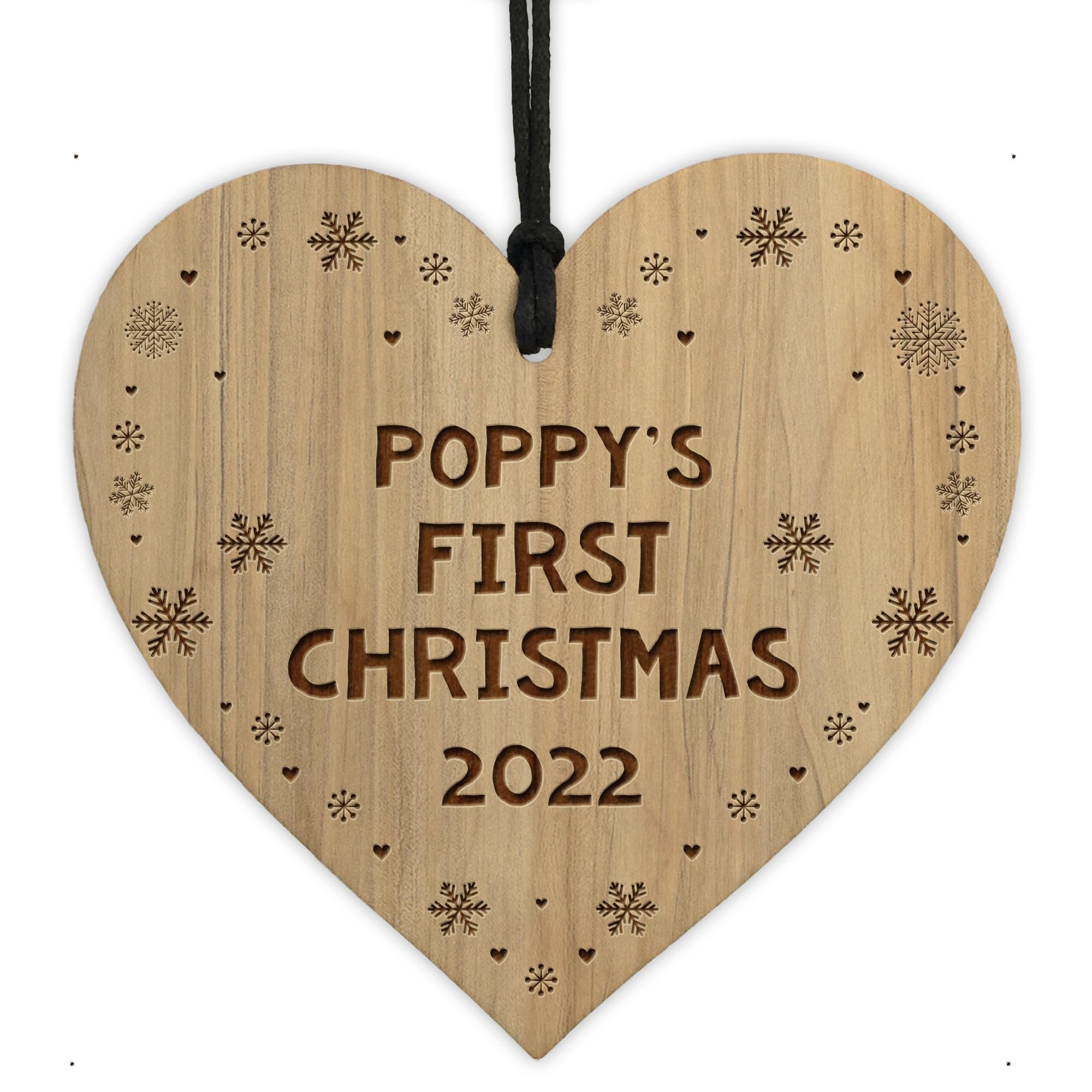 First Christmas New Baby 1st Xmas PERSONALISED Engraved Wooden Heart Gift