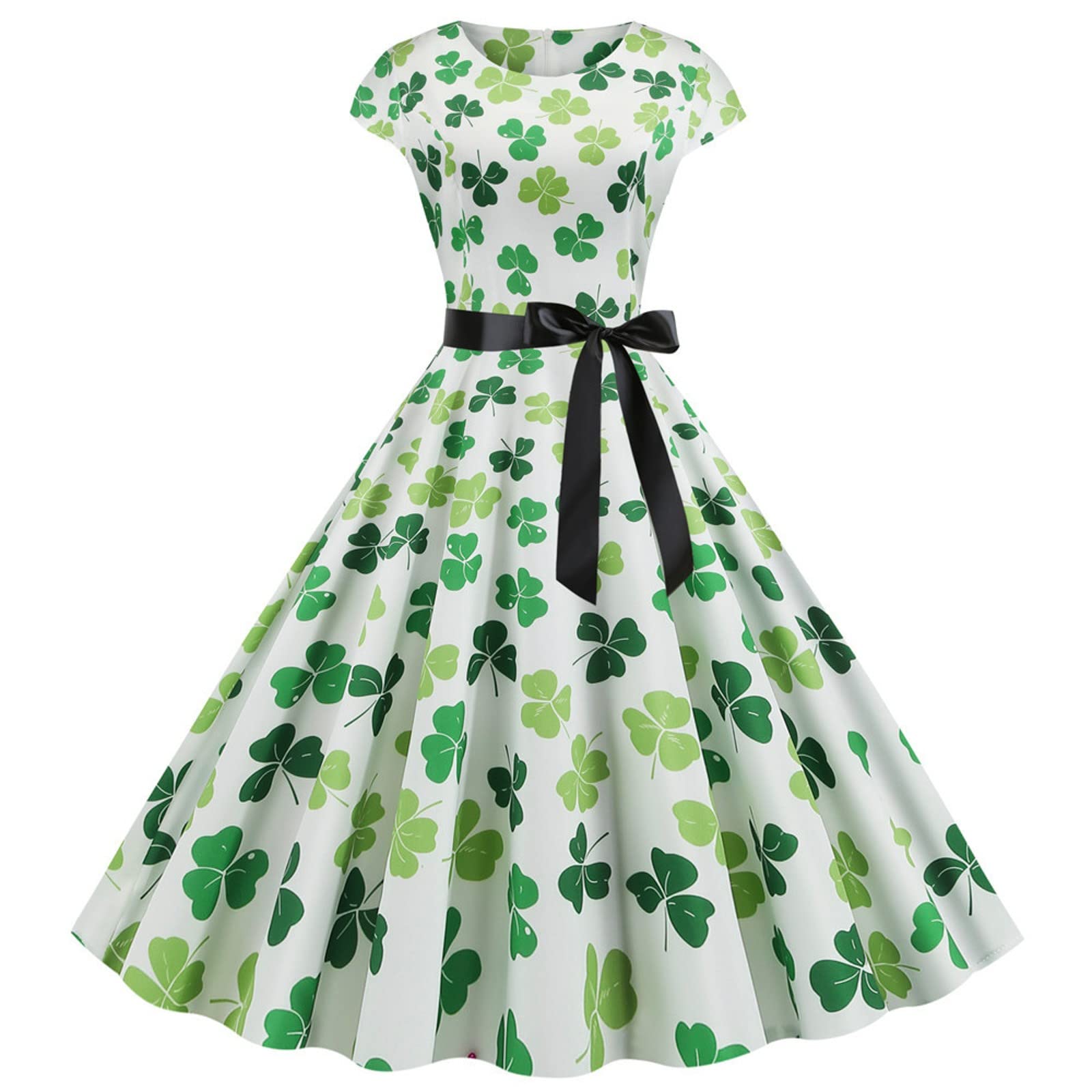 Womens St Patricks Day Fancy Dress Leprechaun Costumes Ireland Irish Lucky Shamrock Dress Saint Patricks Day Green Irish Outfits Gown CocktailGreen Sleeveless Paddy'sFancy Dres Party (H2-H, XXL)
