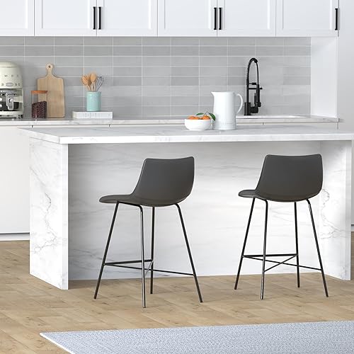 Miniatura 2 de Poly and Bark Taburete de mostrador de 24 pulgadas - Juego de 2 taburetes de bar de altura de mostrador - Taburetes de cocina resistentes con