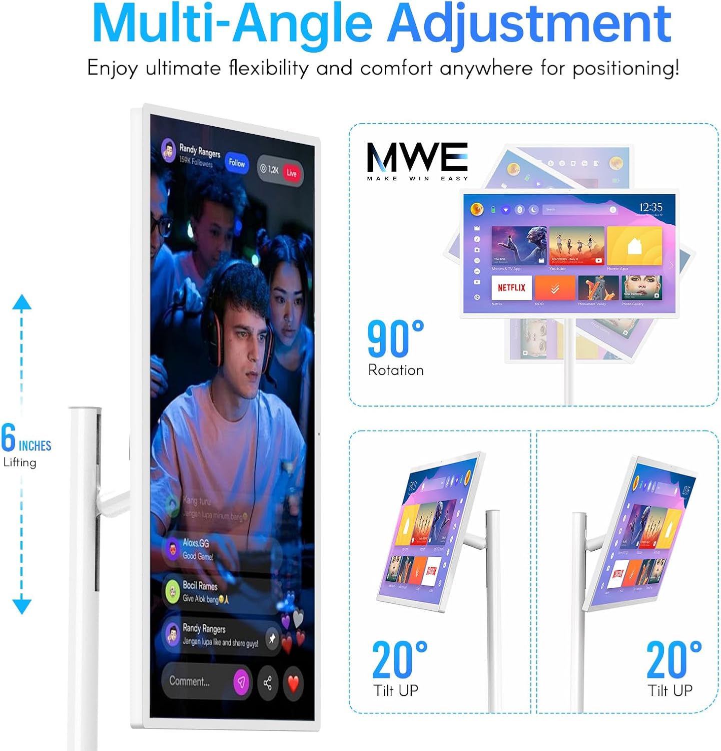 OHYEAHSPIN Portable TV Multi-Angle Adjustment