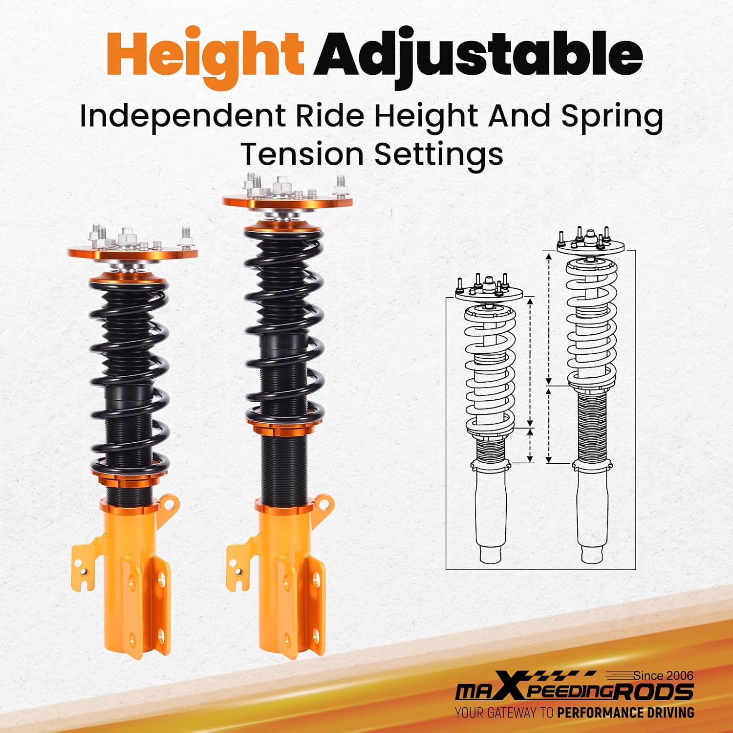 maXpeedingrods Coilovers for Toyota Camry 2007-2011, for Toyota Avalon 2007-2011, for Lexus ES350 2007-2009, Height Adjustable Coilovers Suspension Kit, Preset Damping Lowering Kit Gold
