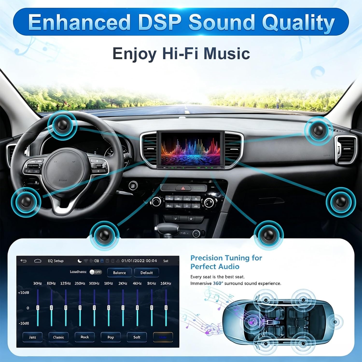 Double Din Car Stereo Wireless Apple CarPlay Android Auto, 7in Double Din Radio with Bluetooth, Mirror Link, Rearview Camera, Subwoofer/SWC/FM