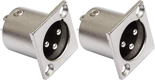 2er Set XLR Einbaubuchse Einbaukupplung 3-polig ohne Verriegelung male silber 2er Set XLR Einbaubuchse Einbaukupplung 3-polig ohne Verriegelung male silber