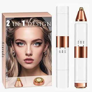Acavado 2-in-1 Dual Head Eyebrow Trimmer & Flawless Facial Hair Removal for Women, Painless & Gentle Facial Hair Remover for Brows, Chin, Upper Lip, Cheeks, Type-C Charging for Women