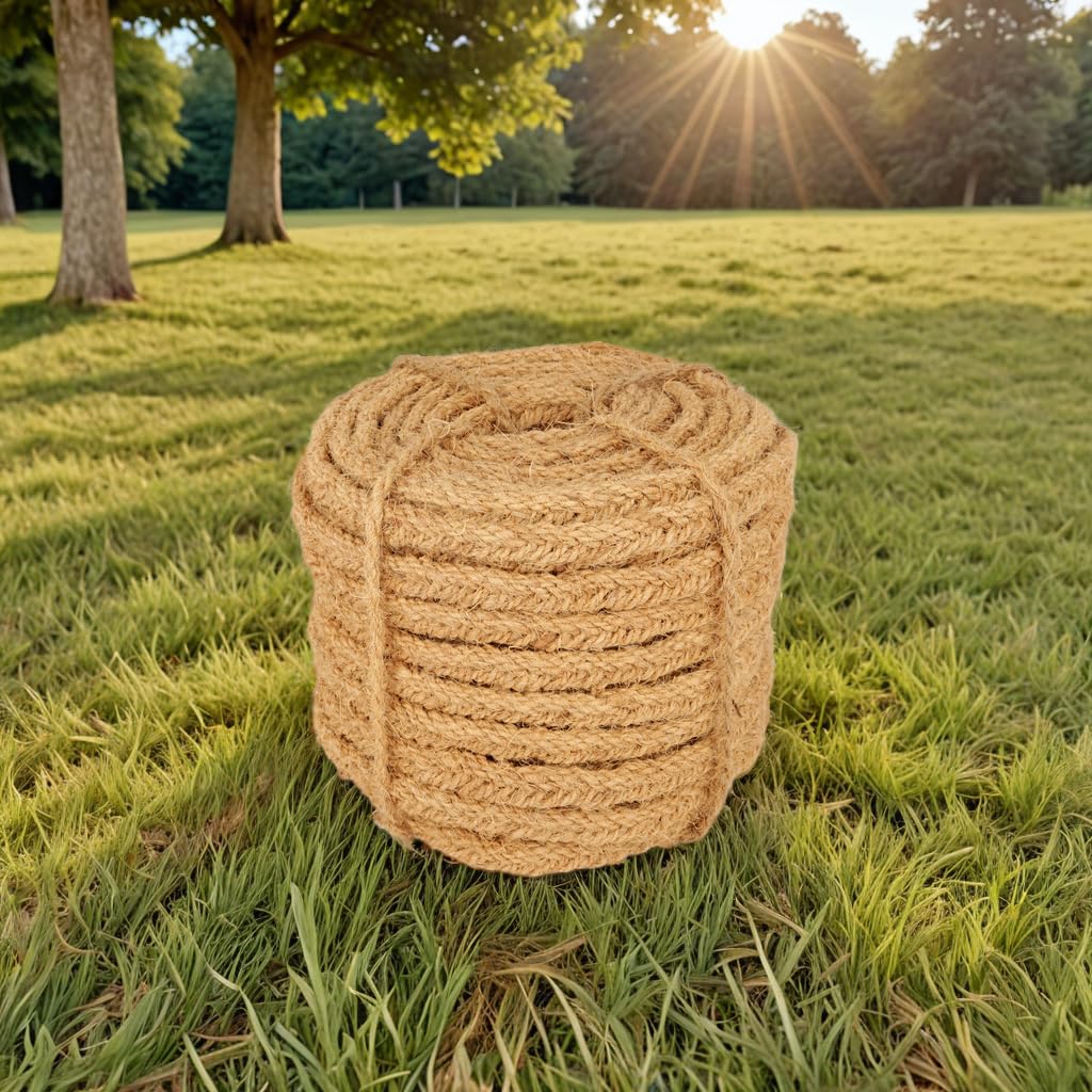 Kokoskordel geflochten, 50 m Bund - Flache 7-fädige Kordel, umweltfreundlich und robust, 1,5 kg, Ideal für Garten, Dekoration und Handwerk