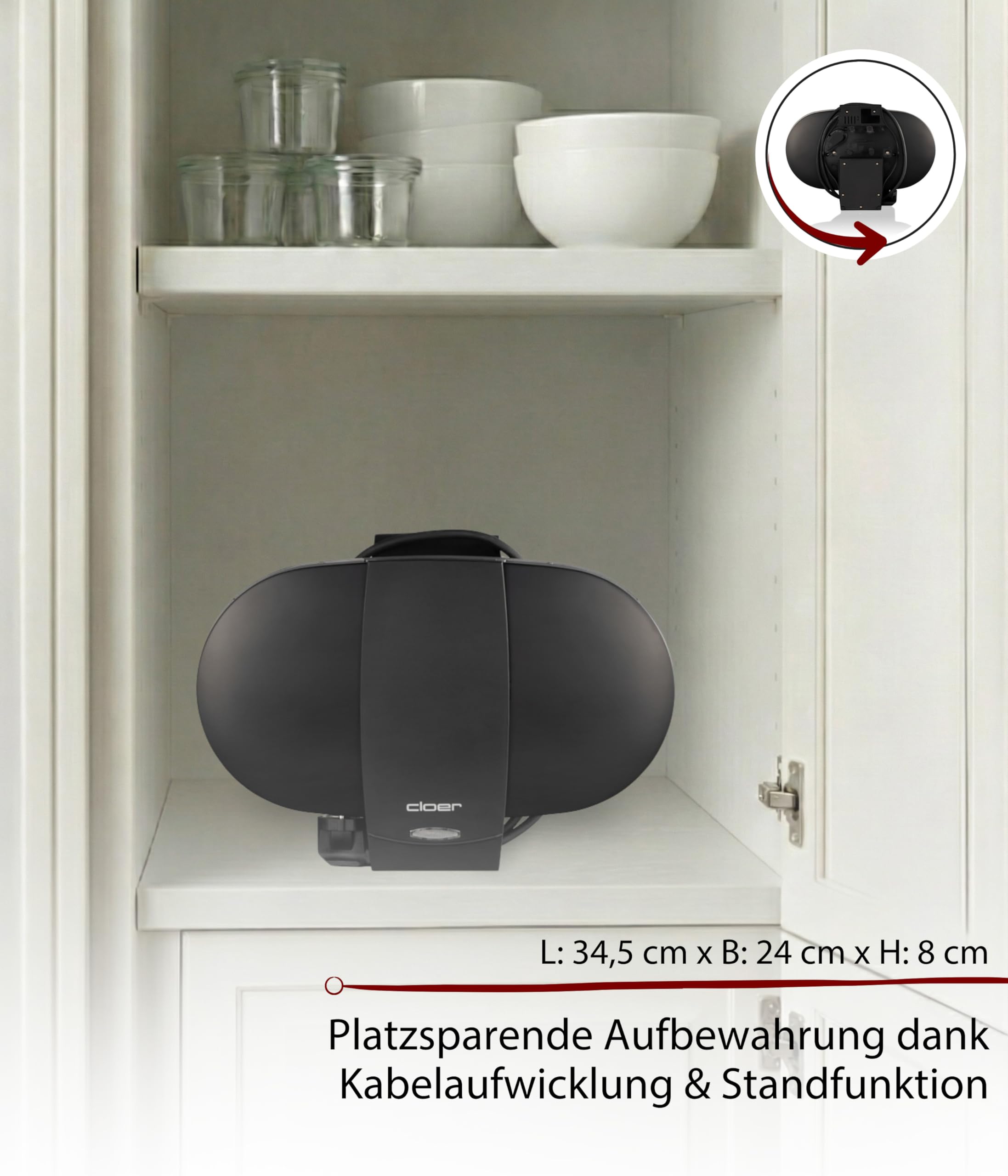 Cloer 1320 Doppelwaffeleisen für zwei klassische Waffeln – Bild 5