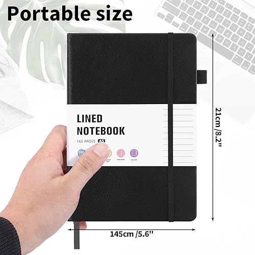 Miniatura 3 de Cuaderno rayado de 160 páginas, 5.7 x 8.3 pulgadas, cuadernos ejecutivos de tapa dura para estudiantes, trabajadores, mujeres y hombres, cuadernos