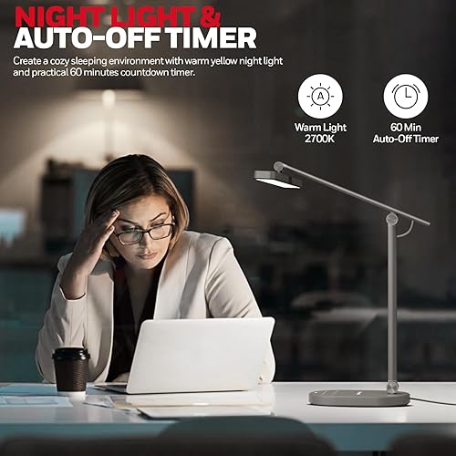 Miniatura 6 de Lámpara de escritorio Honeywell para oficina en casa, H4 Sunturalux™ lámpara de escritorio LED para cuidar los ojos, lámpara de escritorio regulable