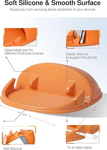Miniatura 4 de Loncaster Soporte de teléfono para automóvil, color rosa y naranja, alfombrilla de silicona para varios tableros, soporte de teléfono antideslizante