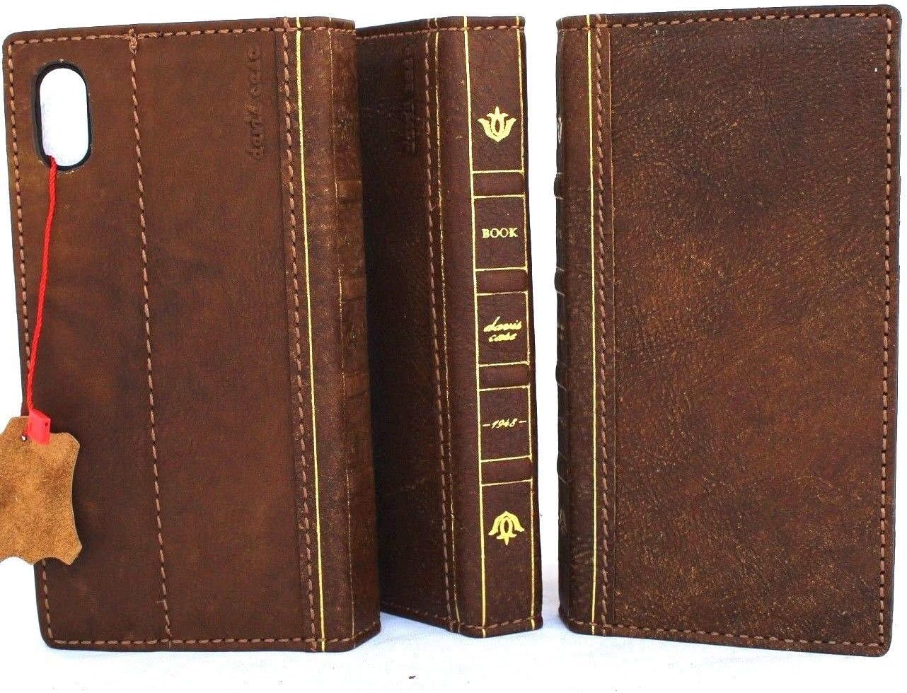 Best Deal Product Genuine Leather Case for Apple iPhone Xs Bible Book Wallet Handmade Cover Luxury Cards Slots Soft Holder Art Vintage Classic DavisCase pro Jafo