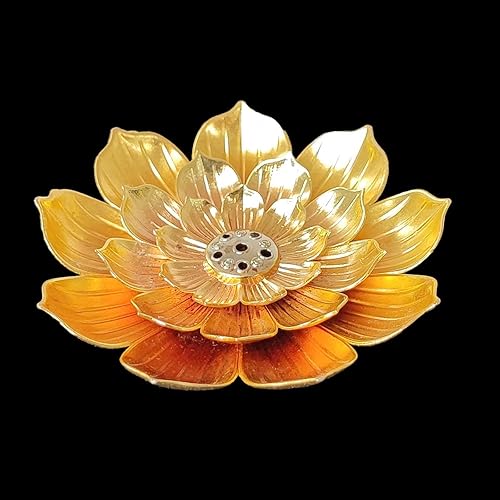 Miniatura 3 de Soporte de incienso para palos con atrapasamanos desmontable de loto, 6 agujeros de incienso, quemador de incienso, decoración del hogar de metal