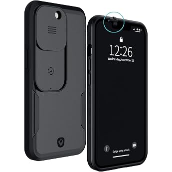 iPhone 13 Pro Case with Sliding Camera Cover Front and Back Protect Your Privacy 2 Metre Drop Protection Matte Black iPhone 13 Pro Camera Cover Valenta