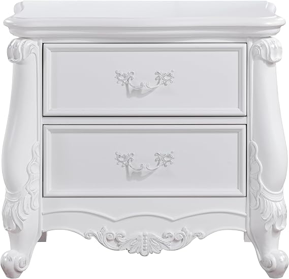 Acme Latisha Wood 2-Drawer Rectangular Nightstand in Pure White