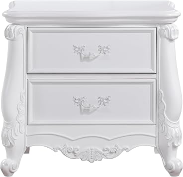 Acme Latisha Wood 2-Drawer Rectangular Nightstand in Pure White