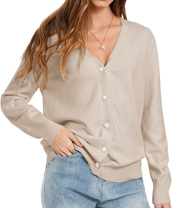 Womens Button Down Cardigan Sweater 2025 Casual Soft V Neck Work Sweaters Lightweight Knit Tops Fall Outfits Clothes