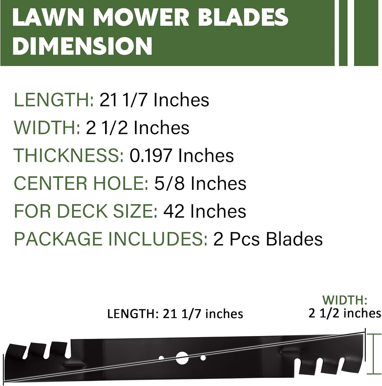 42 inch Deck Mulching Blades for 742-3033 759-3830 742-04101 490-110-C129 759-04081 CC-742-3033 Mower Blade for MTD Cub Cadet Craftsman LT2042 LT1042 Z42 Z-16 LT2180 LT1018 2 Pack