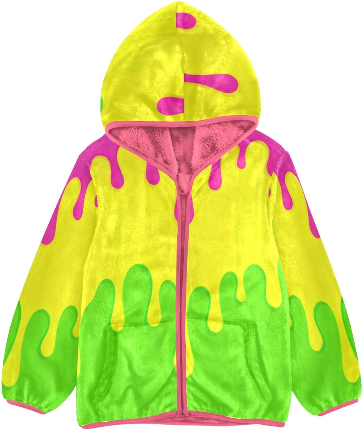 Rainbow Color Toddler Fleece Zip Up Children Plush Outerwear