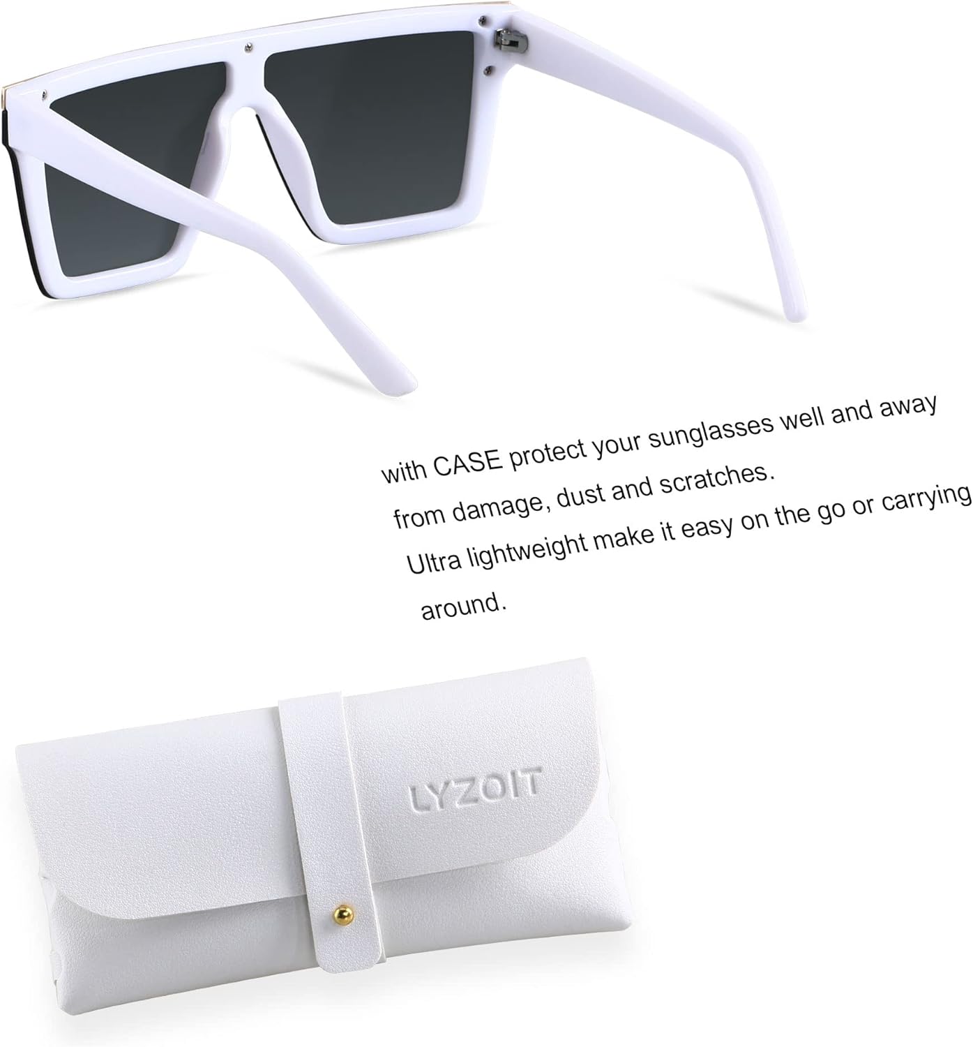 LYZOIT Square Oversized Sunglasses for Women Men Big Flat Top Fashion Shield Large UV Protection Rimless Shades - Image 3